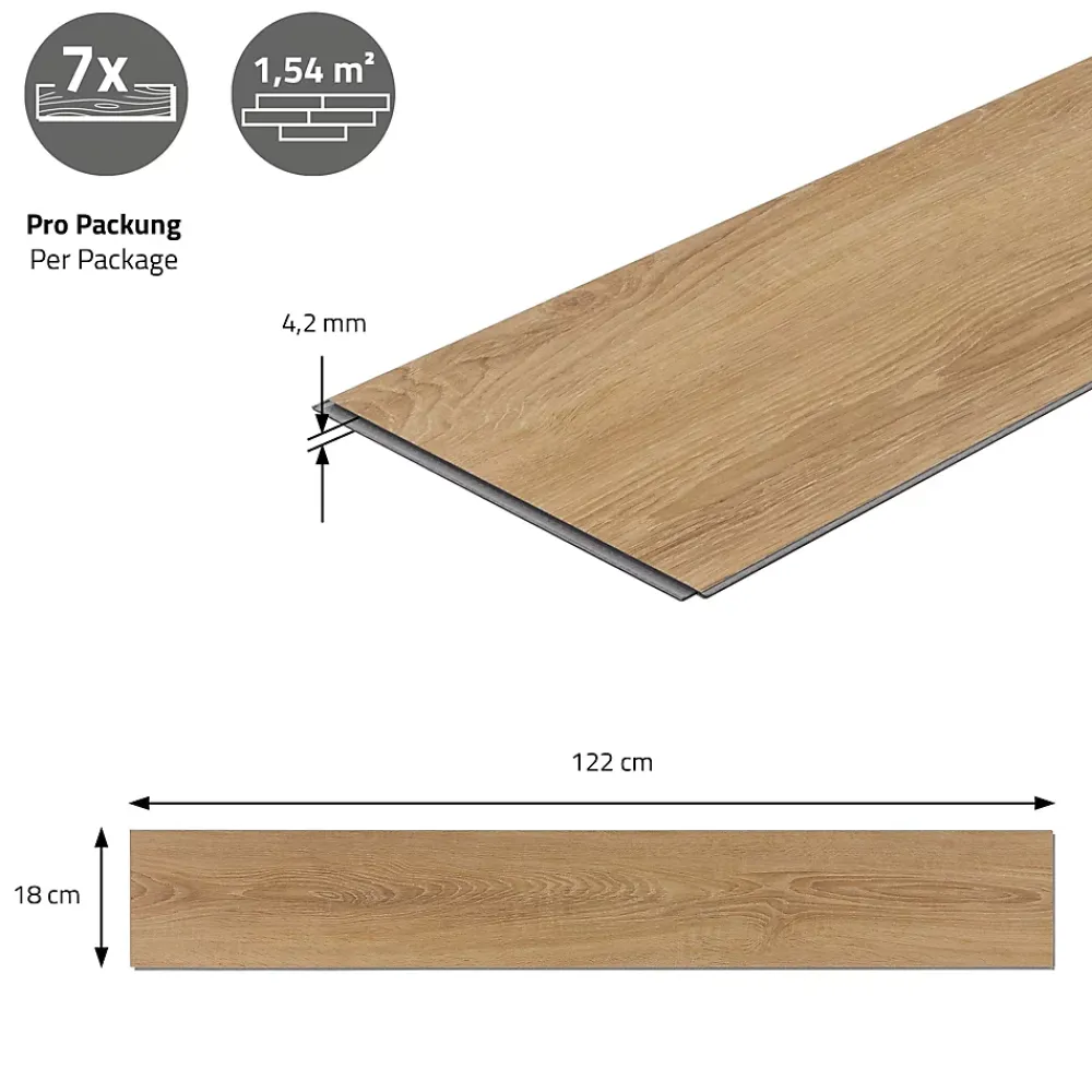Ml-Design Dalle Et Lame Pvc<Revêtement de sol à clic en PVC 6,16m²/28 planches 122x18cm marron clair aspect chêne