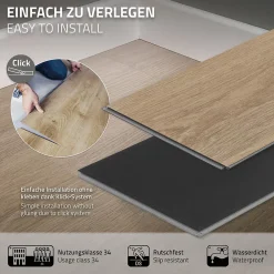 Ml-Design Dalle Et Lame Pvc<Revêtement de sol à clic PVC 6,16m²/28 planches 122x18cm marron aspect chêne golden hour