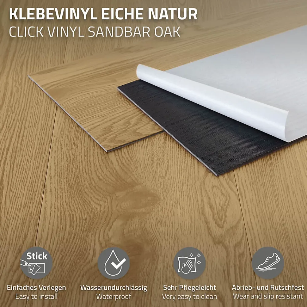 Ml-Design Revêtement de sol autocollant en PVC 2,23m²/16 planches 91,5x15,3cm naturel aspect chêne- Dalle Et Lame Pvc