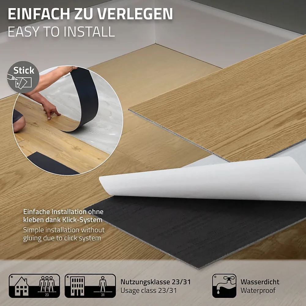 Ml-Design Revêtement de sol autocollant en PVC 2,23m²/16 planches 91,5x15,3cm naturel aspect chêne- Dalle Et Lame Pvc