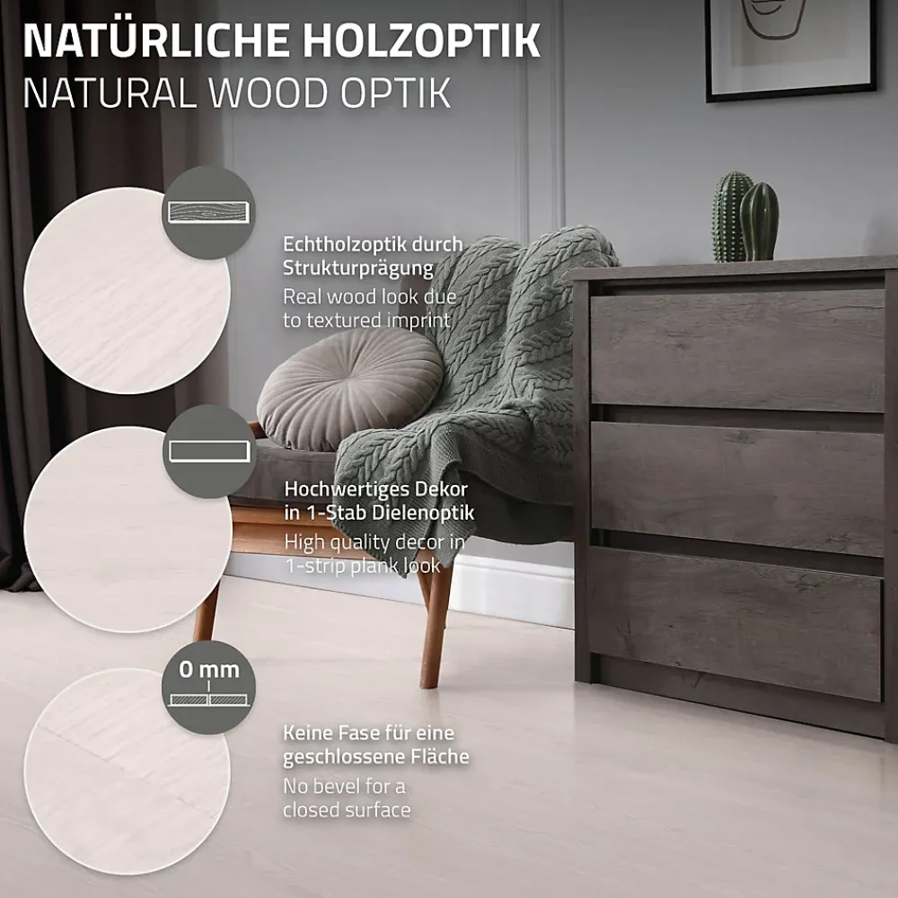 Ml-Design Revêtement de sol autocollant en PVC 6,69m²/48 planches 91,5x15,3cm blanc aspect chêne- Dalle Et Lame Pvc