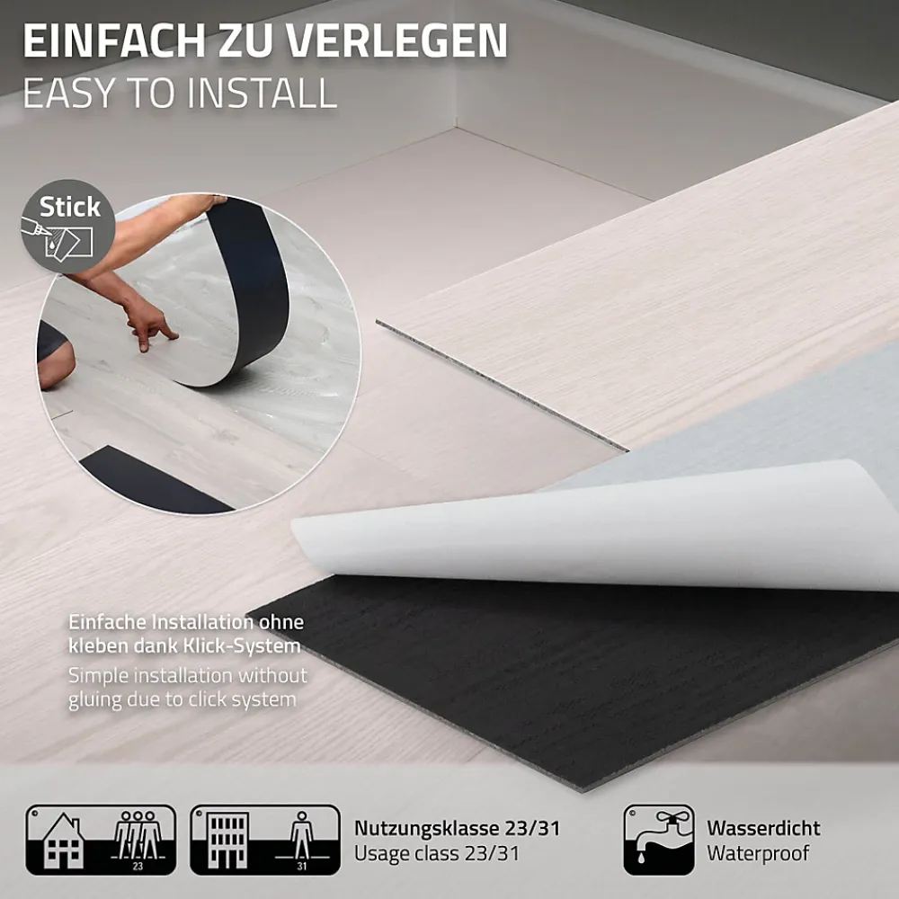 Ml-Design Revêtement de sol autocollant en PVC 6,69m²/48 planches 91,5x15,3cm blanc aspect chêne- Dalle Et Lame Pvc