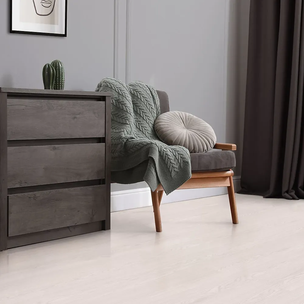 Ml-Design Revêtement de sol autocollant en PVC 6,69m²/48 planches 91,5x15,3cm blanc aspect chêne- Dalle Et Lame Pvc