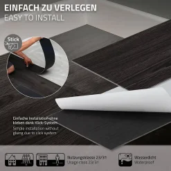 Ml-Design Revêtement de sol autocollant PVC 2,23m²/16 planches 91,5x15,3cm gris foncé aspect chêne- Dalle Et Lame Pvc
