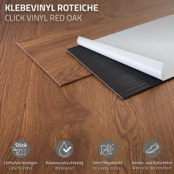 Ml-Design Revêtement de sol autocollant PVC 11,15m²/80 planches 91,5x15,3cm brun aspect chêne rouge- Dalle Et Lame Pvc