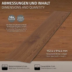 Ml-Design Revêtement de sol autocollant PVC 11,15m²/80 planches 91,5x15,3cm brun aspect chêne rouge- Dalle Et Lame Pvc