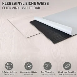 Ml-Design Dalle Et Lame Pvc<Revêtement de sol autocollant en PVC 11,15m²/80 planches 91,5x15,3cm blanc aspect chêne