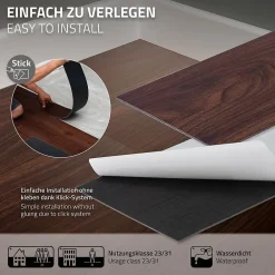 Ml-Design Revêtement de sol autocollant PVC 11,15m²/80 planches 91,5x15,3cm rouge-brun aspect noyer- Dalle Et Lame Pvc
