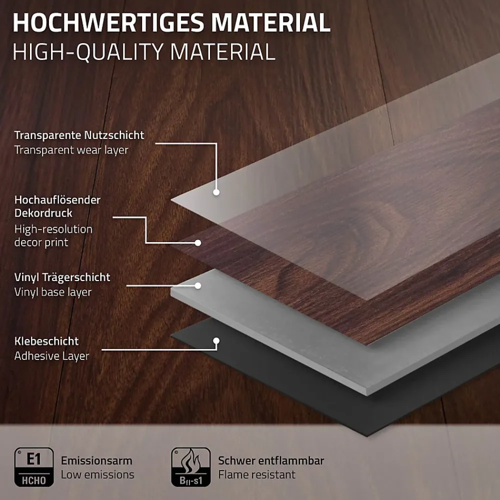 Ml-Design Revêtement de sol autocollant PVC 11,15m²/80 planches 91,5x15,3cm rouge-brun aspect noyer- Dalle Et Lame Pvc