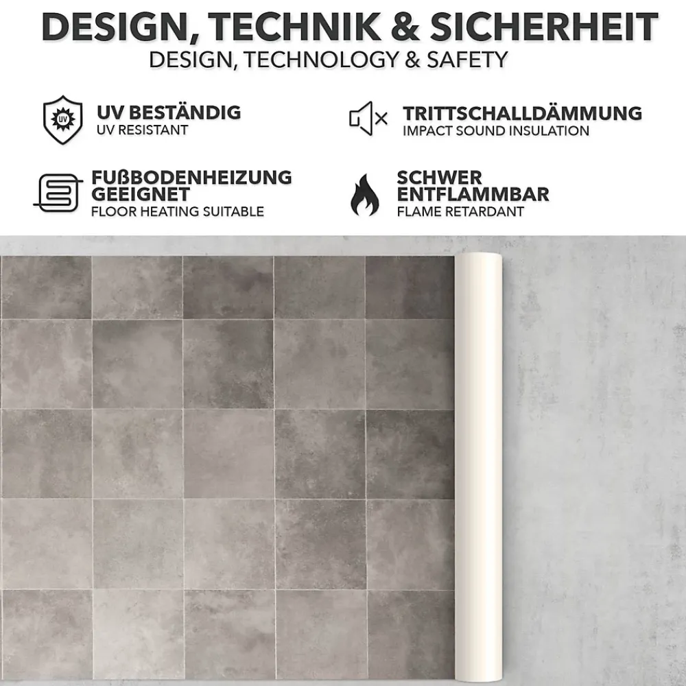 Floordirekt Revêtement de sol sur mesure Atlantic Zala 997M Largueur 100 x 100 cm -- Dalle Et Lame Pvc