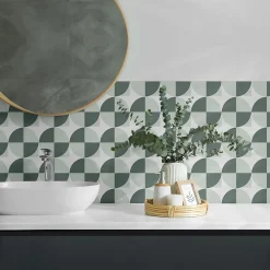 Wallfluent Lambris Mural<Revêtement Mural PVC 50x50 cm Géométrie Des Cercles Et Des Carrés 4 pièces