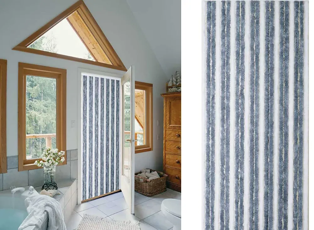 Morel Accessoire Pour Moustiquaire<Rideau de porte chenille Florence Gris Blanc - 120 x 220 cm -