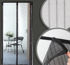 Avosdim Rideau Moustiquaire aimanté - L100 x H215cm - Noir- Moustiquaire Pour Fenêtre