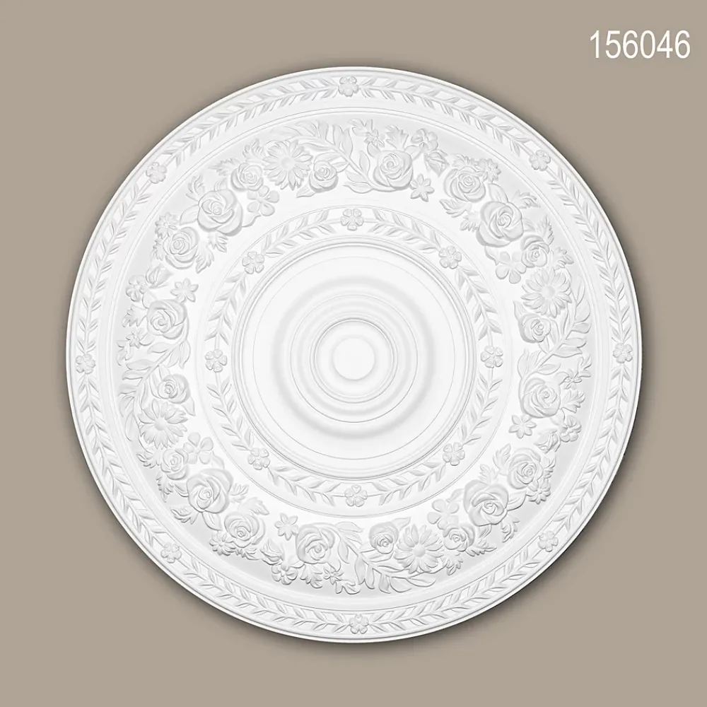 Profhome Moulure Et Rosace De Plafond<Rosace 156046 Élement décorative Élement pour plafond style Rococo-Baroque blanc diametre 86 cm