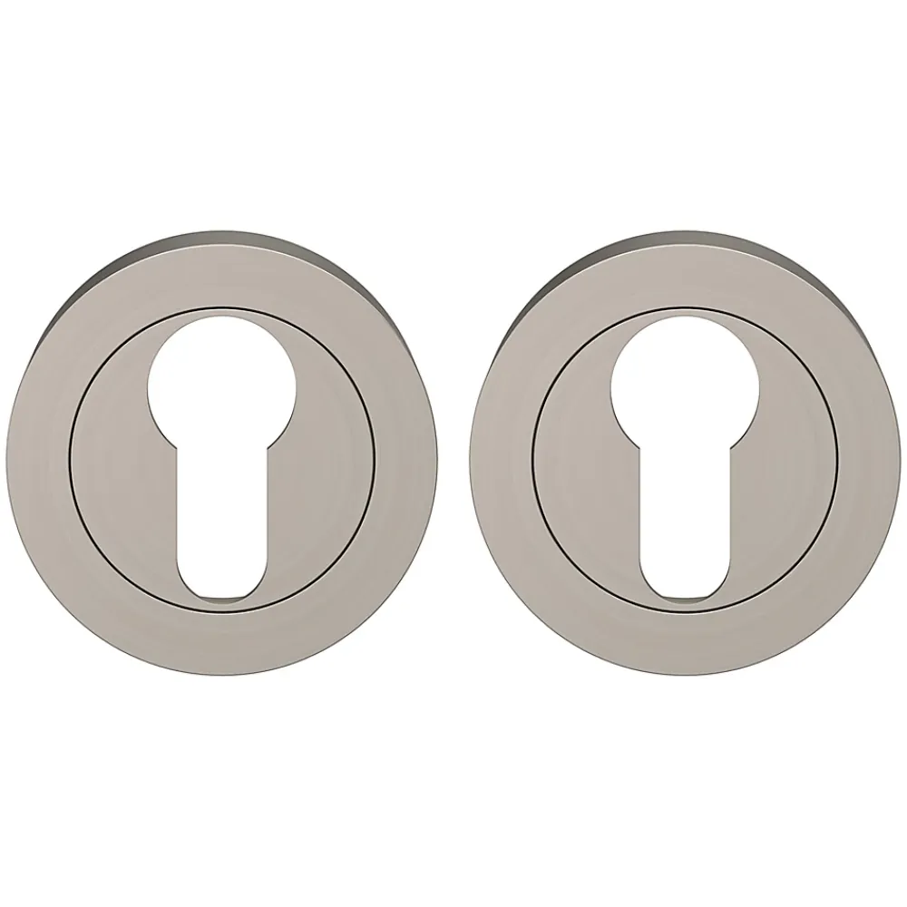 GoodHome Rosace de fonction rond à visser cylindre Duod effet nickel satin gris Ø50mm- Poignée De Porte