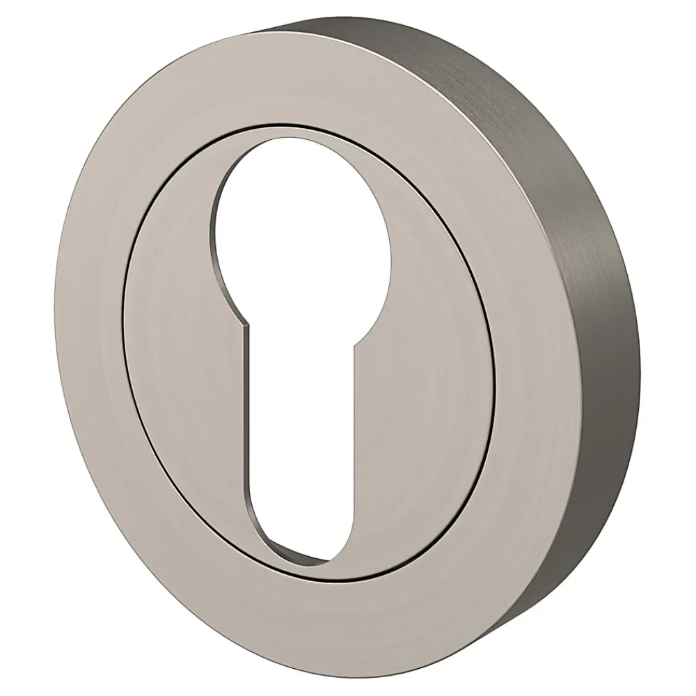 GoodHome Rosace de fonction rond à visser cylindre Duod effet nickel satin gris Ø50mm- Poignée De Porte