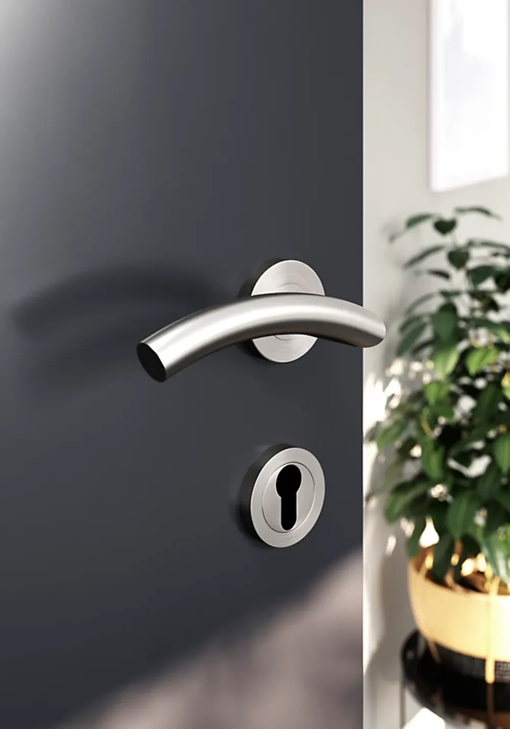 GoodHome Rosace de fonction rond à visser cylindre Duod effet nickel satin gris Ø50mm- Poignée De Porte