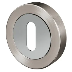 GoodHome Poignée De Porte<Rosace de fonction rond à visser à serrure Duod Zamac effet chrome et nickel satin gris Ø52mm
