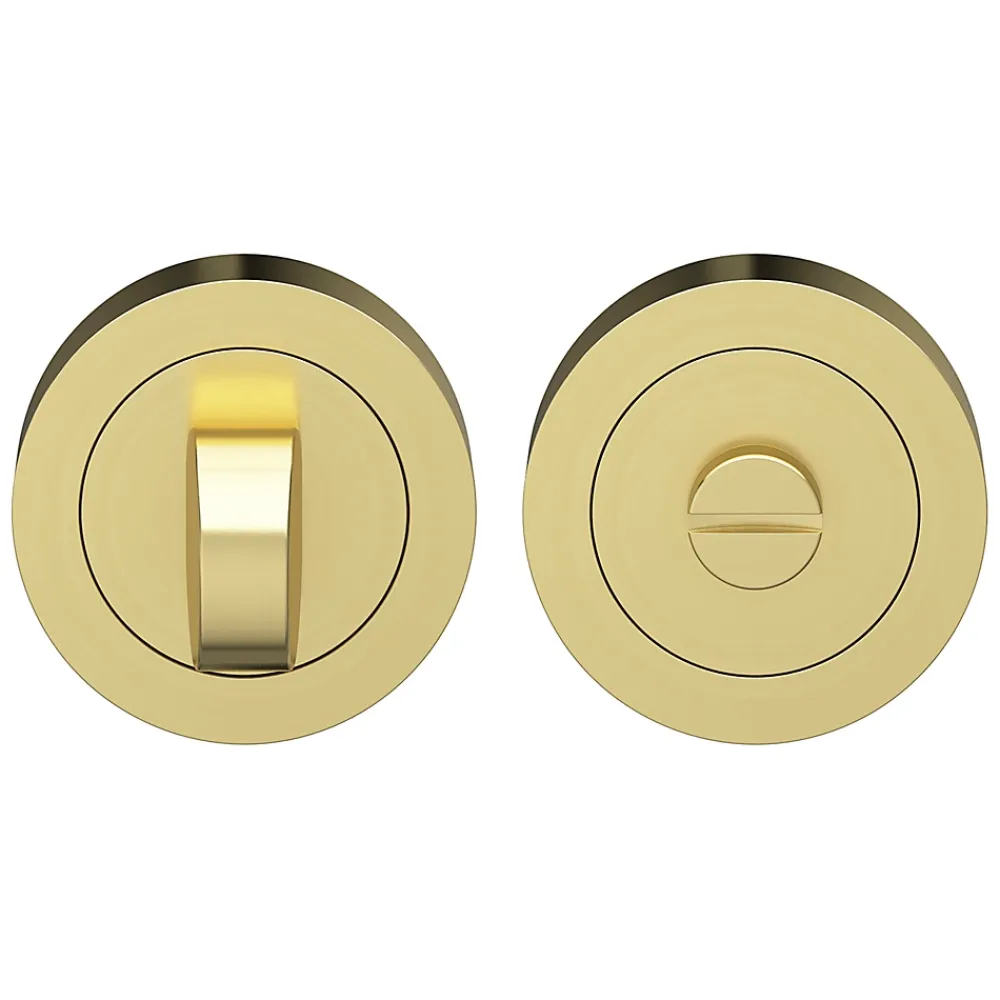 GoodHome Poignée De Porte<Rosace de fonction rond à visser à condamnation Duod effet laiton satin or Ø50mm