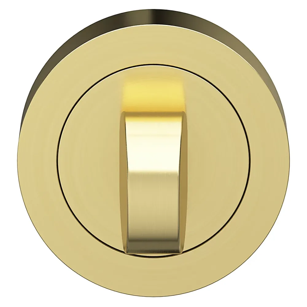 GoodHome Poignée De Porte<Rosace de fonction rond à visser à condamnation Duod effet laiton satin or Ø50mm