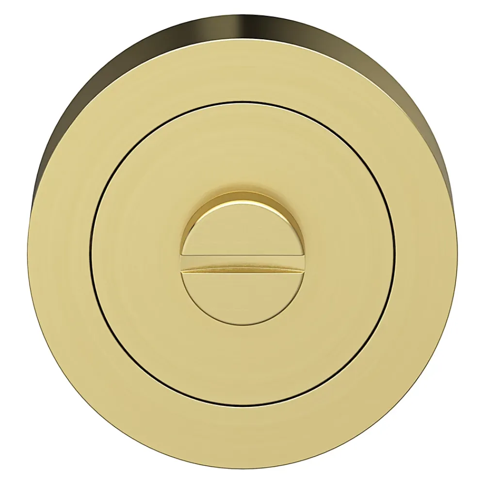 GoodHome Poignée De Porte<Rosace de fonction rond à visser à condamnation Duod effet laiton satin or Ø50mm