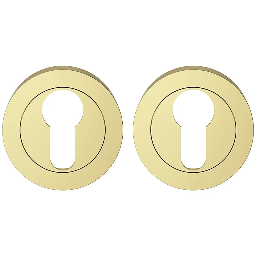 GoodHome Poignée De Porte<Rosace de fonction rond à visser Duod effet laiton or Ø50mm