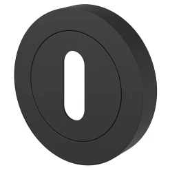 GoodHome Poignée De Porte<Rosace de fonction rond à visser à serrure Duod mat noir Ø50mm