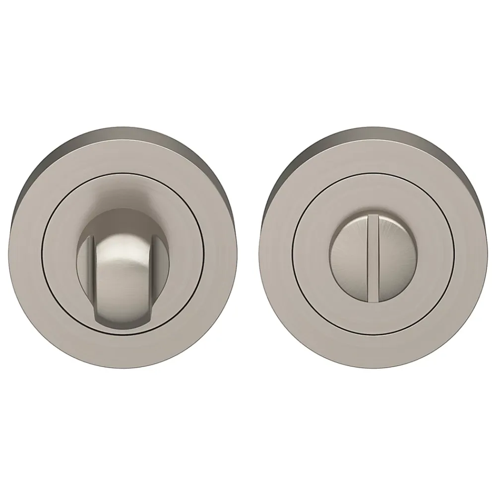 GoodHome Poignée De Porte<Rosace de fonction rond à visser à condamnation Duod essential effet nickel satin gris Ø50mm