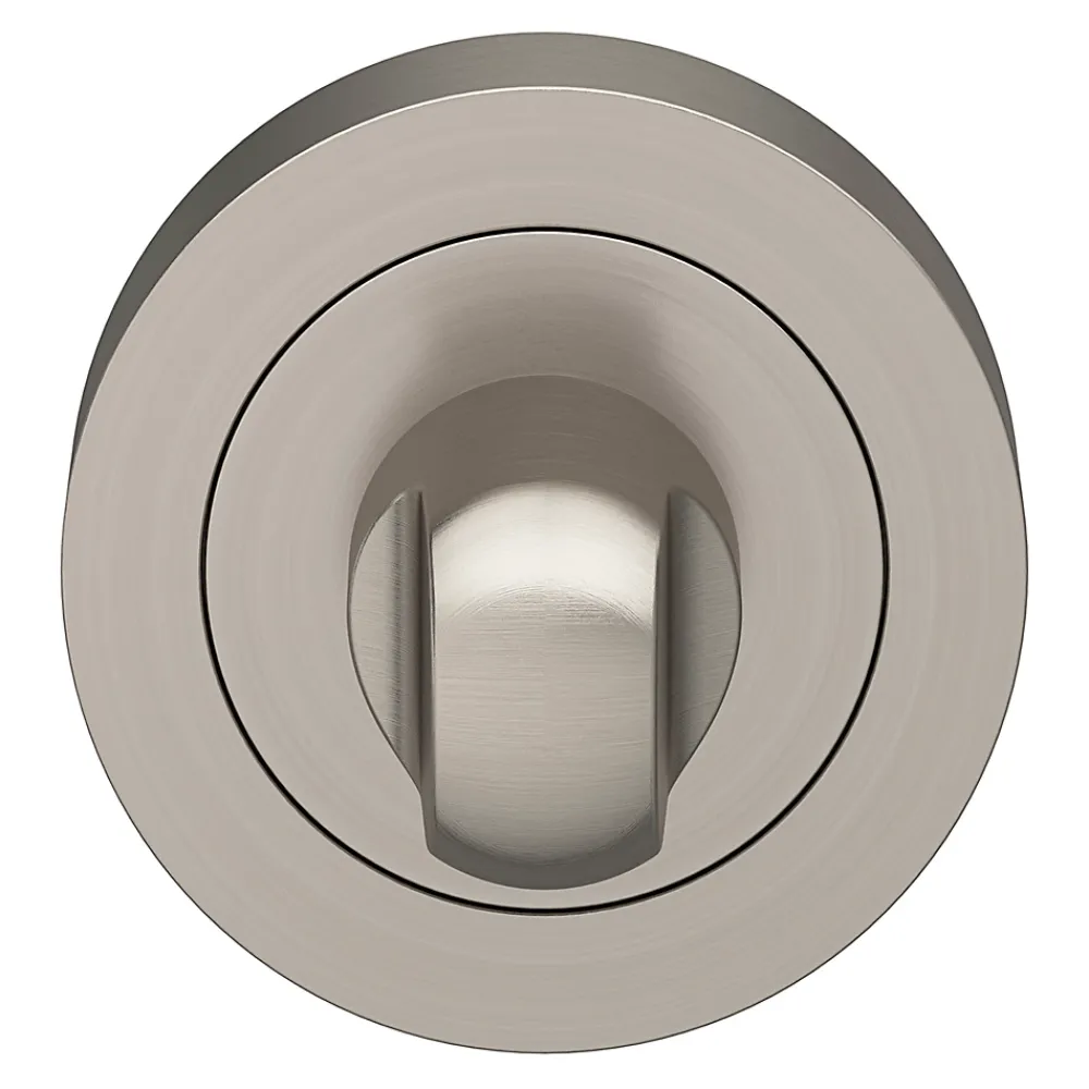 GoodHome Poignée De Porte<Rosace de fonction rond à visser à condamnation Duod essential effet nickel satin gris Ø50mm