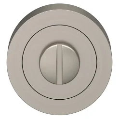 GoodHome Poignée De Porte<Rosace de fonction rond à visser à condamnation Duod essential effet nickel satin gris Ø50mm