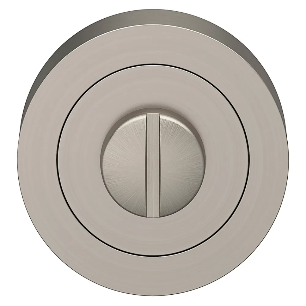 GoodHome Poignée De Porte<Rosace de fonction rond à visser à condamnation Duod essential effet nickel satin gris Ø50mm