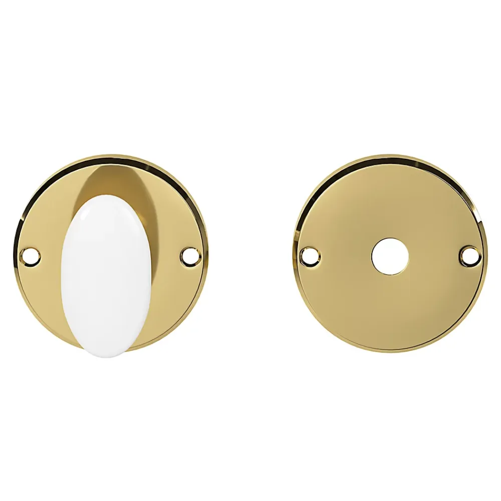 GoodHome Rosace de fonction rond à visser à condamnation brillant or Ø48mm- Poignée De Porte