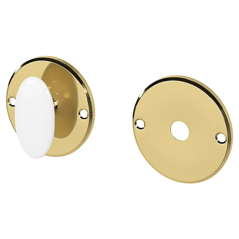 GoodHome Rosace de fonction rond à visser à condamnation brillant or Ø48mm- Poignée De Porte