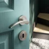 GoodHome Poignée De Porte<Rosace de fonction rond à visser Duod effet nickel satin gris Ø50mm