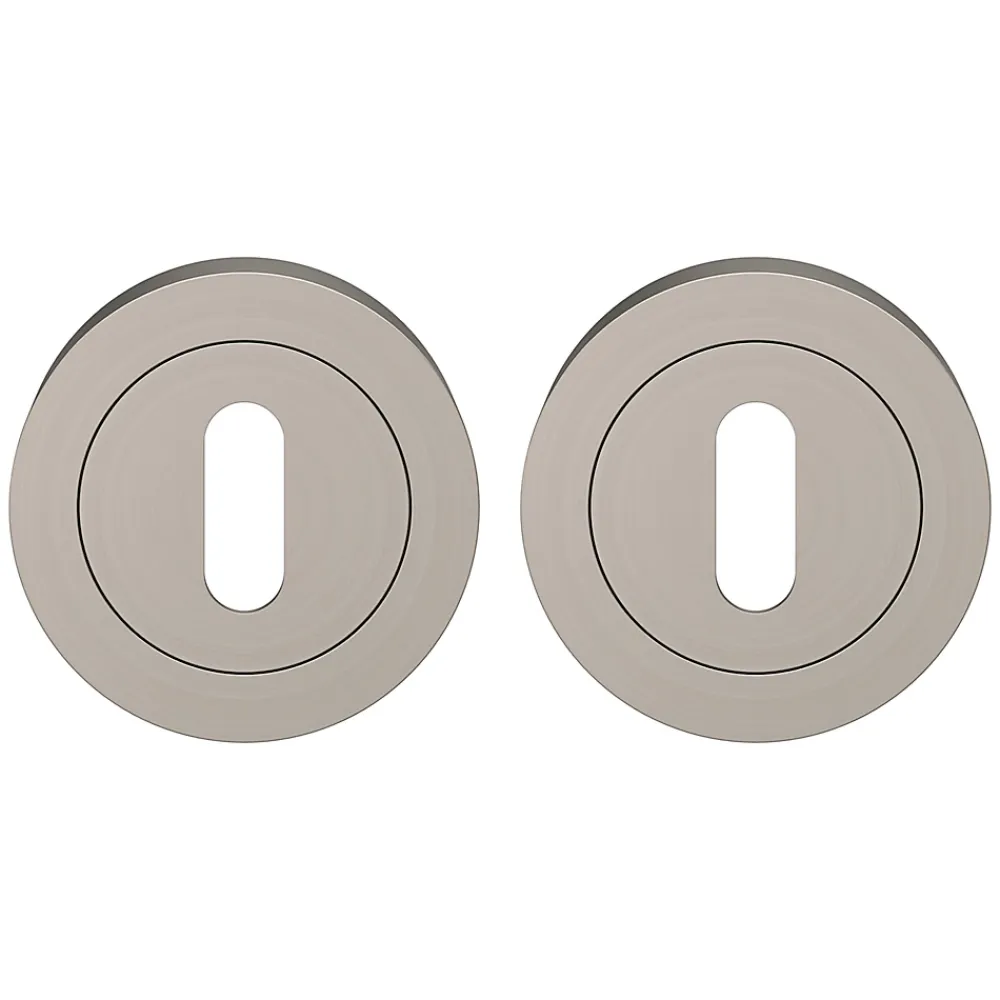 GoodHome Poignée De Porte<Rosace de fonction rond à visser Duod effet nickel satin gris Ø50mm