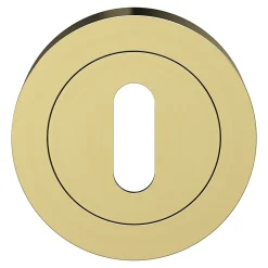 GoodHome Poignée De Porte<Rosace de fonction rond à visser à serrure Duod effet laiton satin or Ø50mm