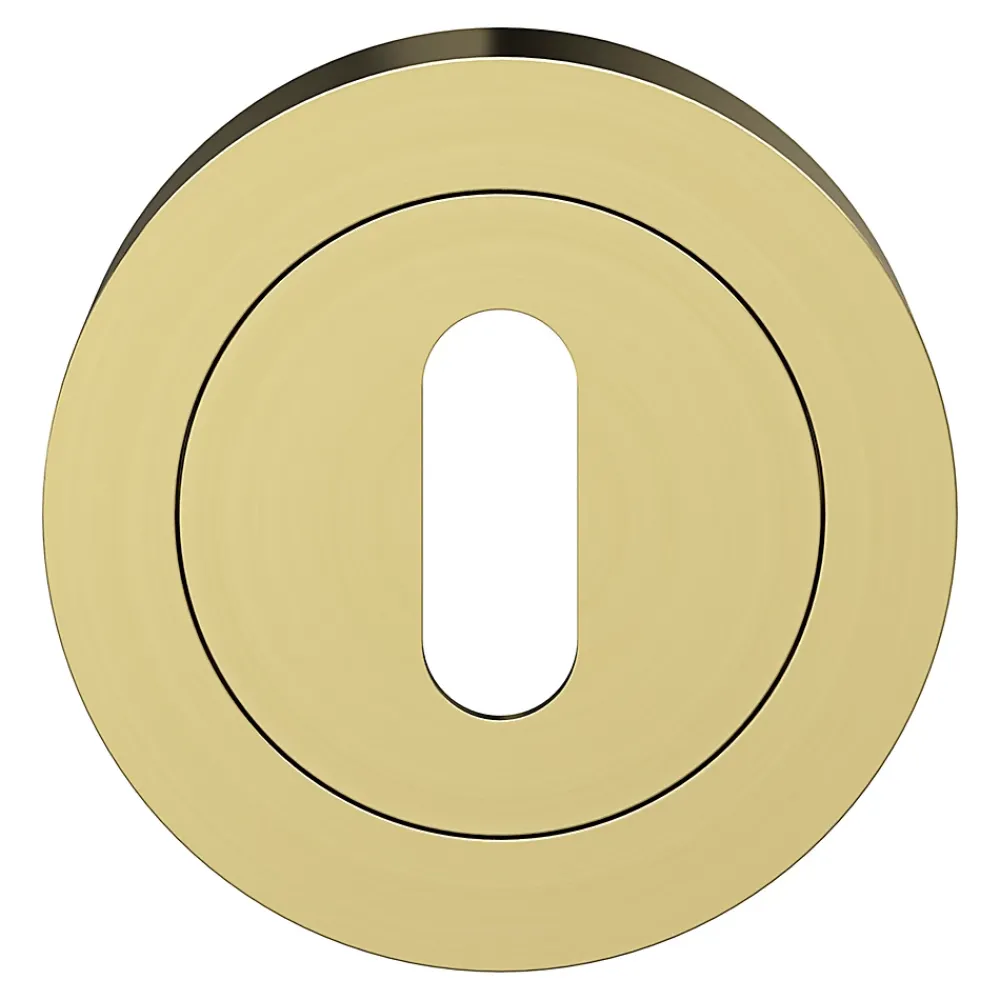 GoodHome Poignée De Porte<Rosace de fonction rond à visser à serrure Duod effet laiton satin or Ø50mm