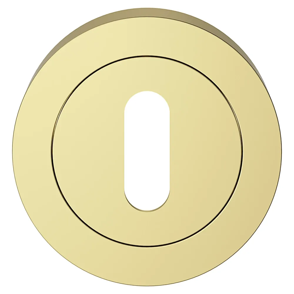 GoodHome Rosace de fonction rond à visser à serrure Duod effet laiton or Ø50mm- Poignée De Porte