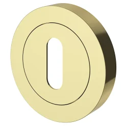 GoodHome Rosace de fonction rond à visser à serrure Duod effet laiton or Ø50mm- Poignée De Porte