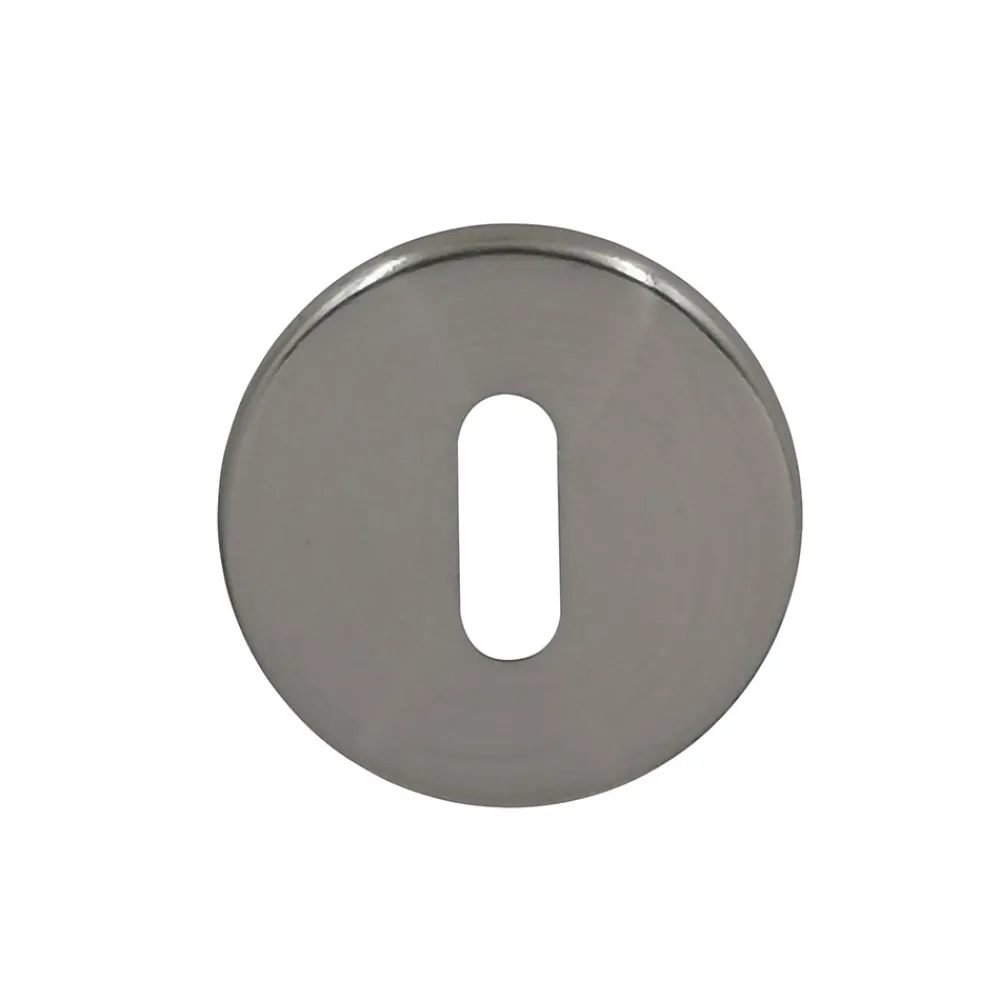 Rosace de fonction rond à visser à serrure Duod acier effet nickel satin gris Ø52mm- Poignée De Porte