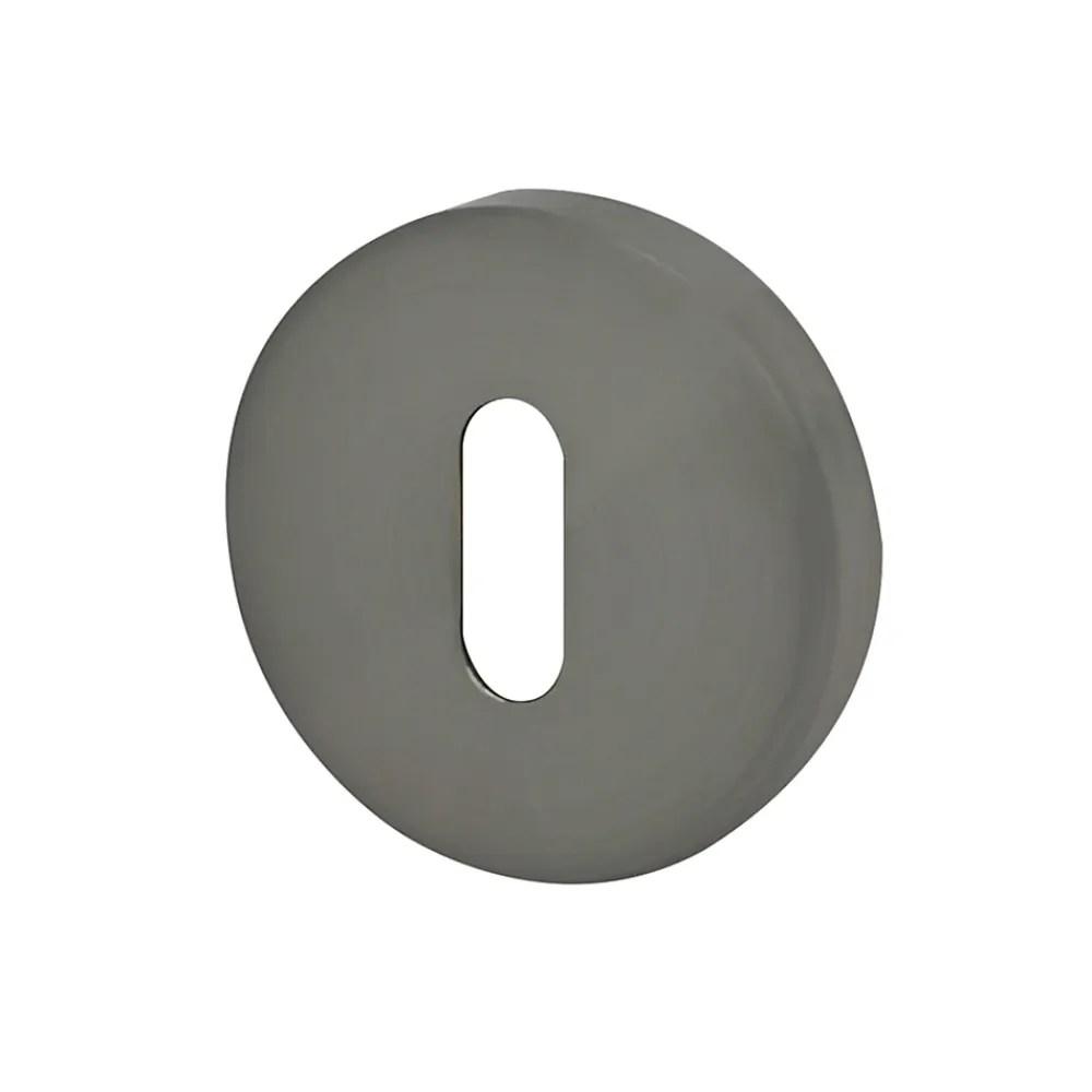 Rosace de fonction rond à visser à serrure Duod acier effet nickel satin gris Ø52mm- Poignée De Porte