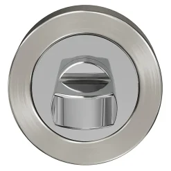 GoodHome Rosace de fonction rond à visser à condamnation Duod Zamac effet chrome et nickel satin gris Ø52mm- Poignée De Porte