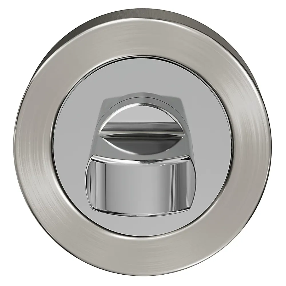 GoodHome Rosace de fonction rond à visser à condamnation Duod Zamac effet chrome et nickel satin gris Ø52mm- Poignée De Porte