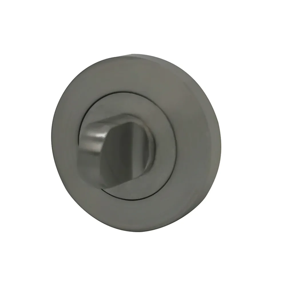 Rosace de fonction rond à visser à condamnation Duod acier effet nickel satin gris Ø52mm- Poignée De Porte