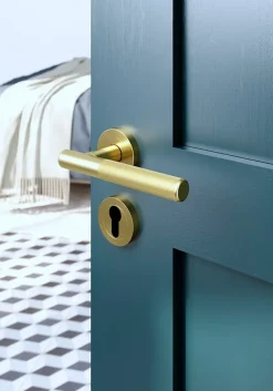 GoodHome Rosace de fonction rond à visser Duod effet laiton satin or Ø50mm- Poignée De Porte