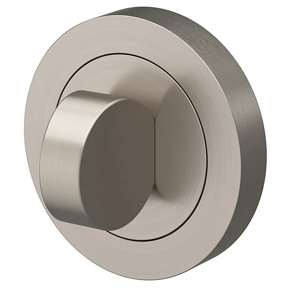 GoodHome Poignée De Porte<Rosace de fonction rond à visser à condamnation Duod minimal effet nickel satin gris Ø50mm