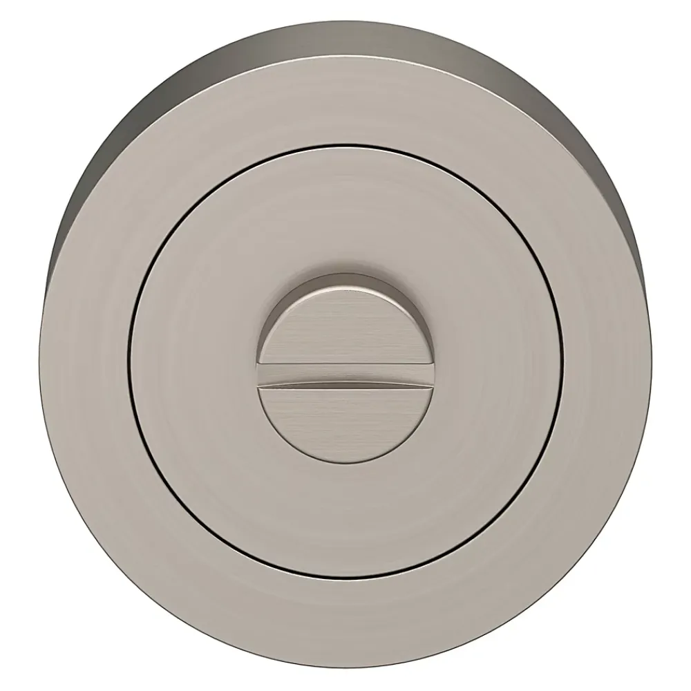 GoodHome Poignée De Porte<Rosace de fonction rond à visser à condamnation Duod minimal effet nickel satin gris Ø50mm
