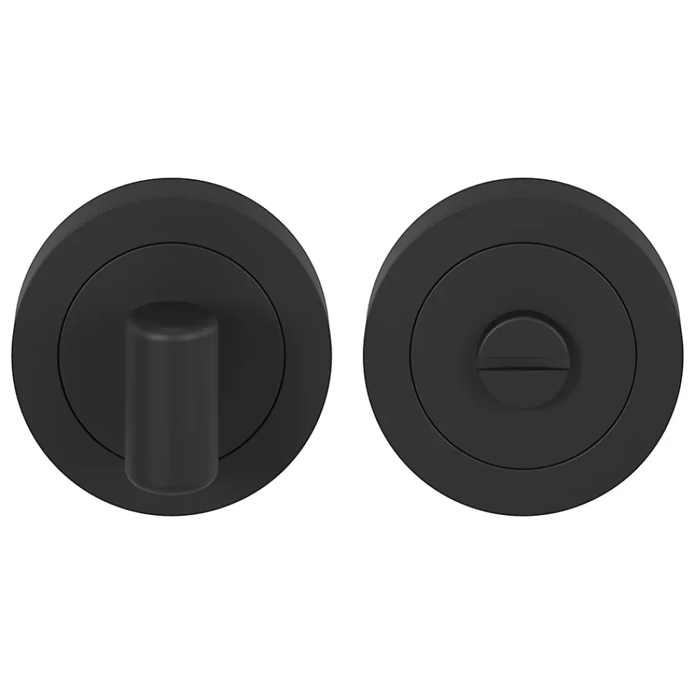 GoodHome Rosace de fonction rond tube à visser à condamnation Duod mat noir Ø50mm- Poignée De Porte