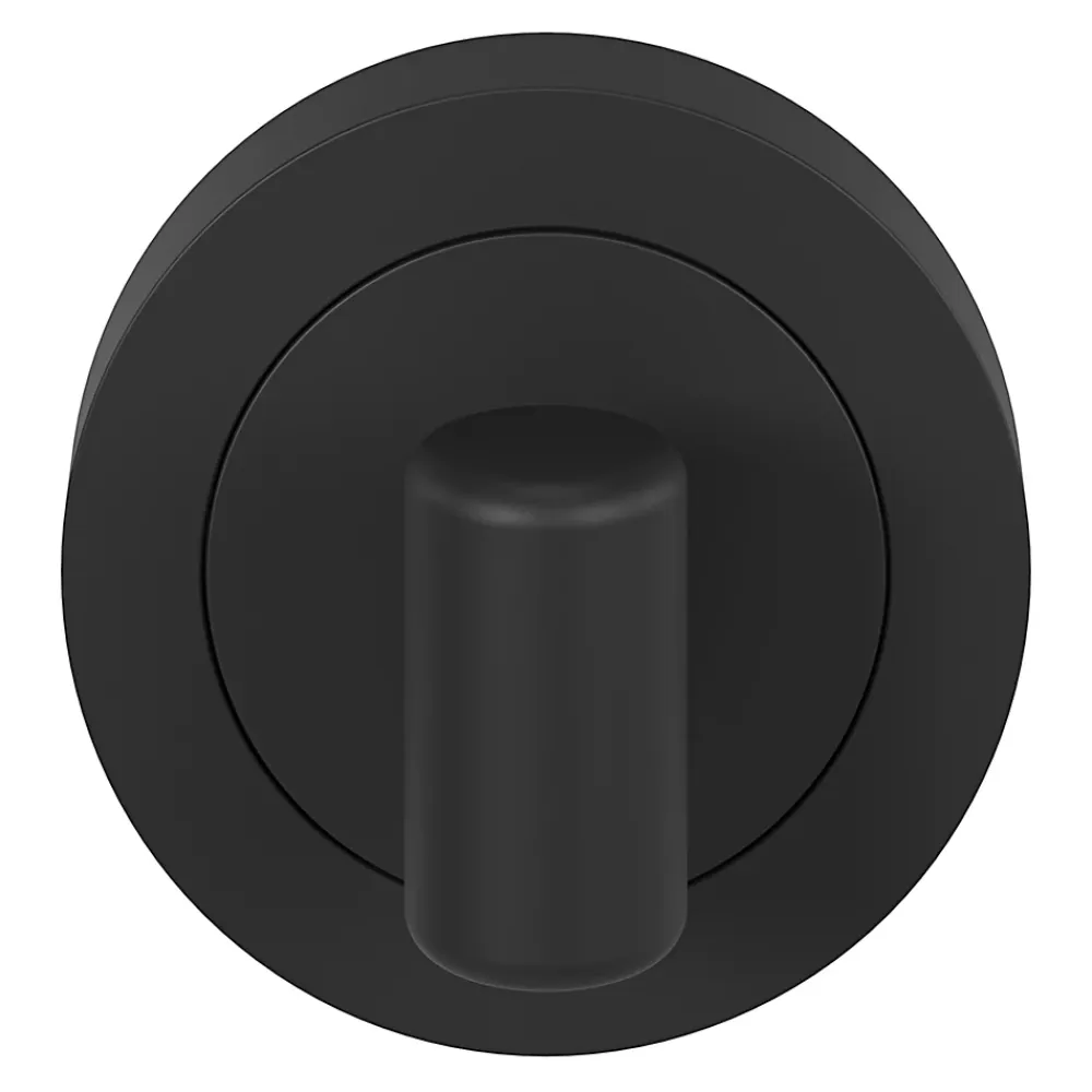 GoodHome Rosace de fonction rond tube à visser à condamnation Duod mat noir Ø50mm- Poignée De Porte