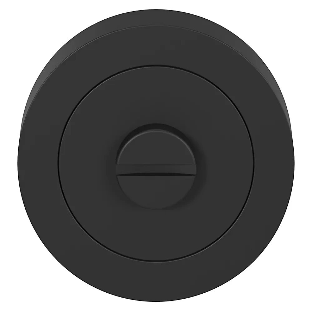 GoodHome Rosace de fonction rond tube à visser à condamnation Duod mat noir Ø50mm- Poignée De Porte